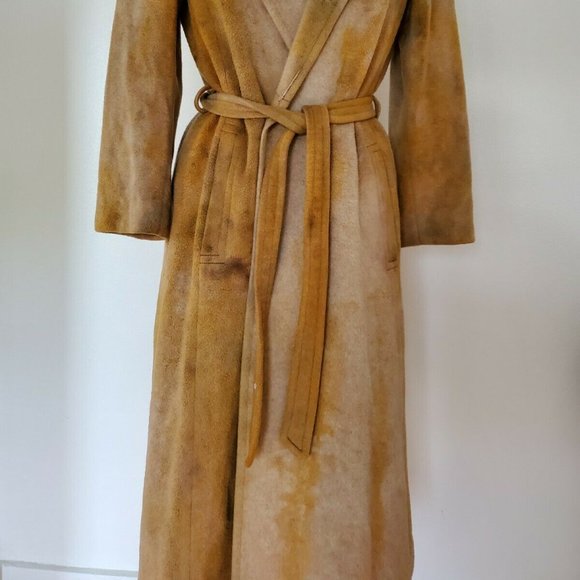 Long CASHMERE wool pea coat trench wrap Med large gray Tan Black beige camel XL - Picture 2 of 11